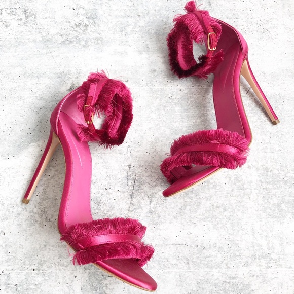 Oscar Tiye Shoes - Oscar Tiye Caroline Fringe Satin Heels